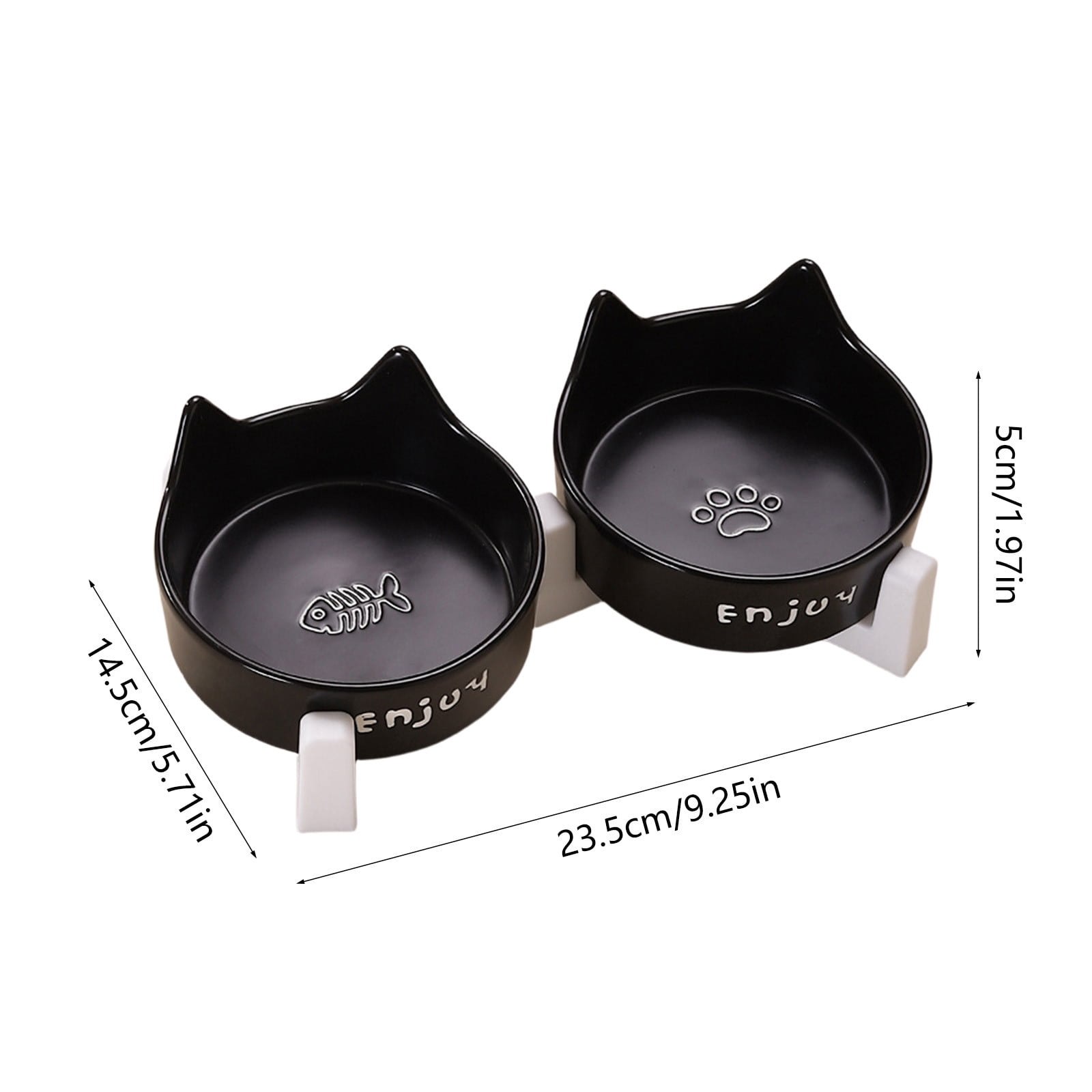 Double Bowl Shaped Ceramic Cats Dog Bowl Cats Food Bowl Water Bowl Tall Bowl To Protects The Cervical Spine Pet Food Bowl Canned Food and Treat Dishs