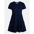 thumbnail image 6 of Time and Tru Women's and Women’s Plus Cotton Swing Dress with Short Sleeves, Sizes XS-4X, 6 of 7