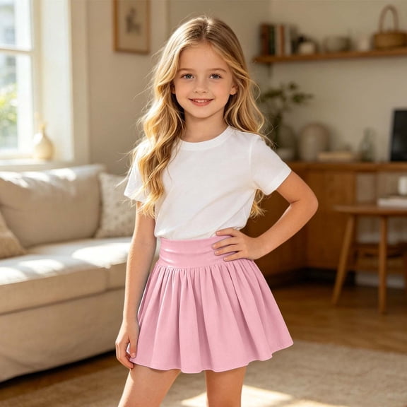 Shachafan Girls High Waist Pleated Tennis Skirt For Sports Yoga Activewear With Built In Shorts 2t Skirt