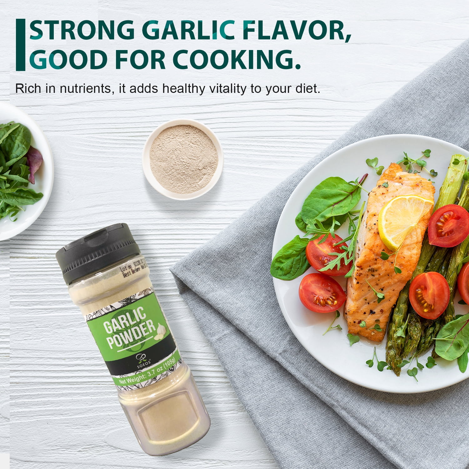 Soeos Garlic Powder (3.7 oz) – Pure Garlic Seasoning for Cooking, Marinades, Soups & Meats, No Additives