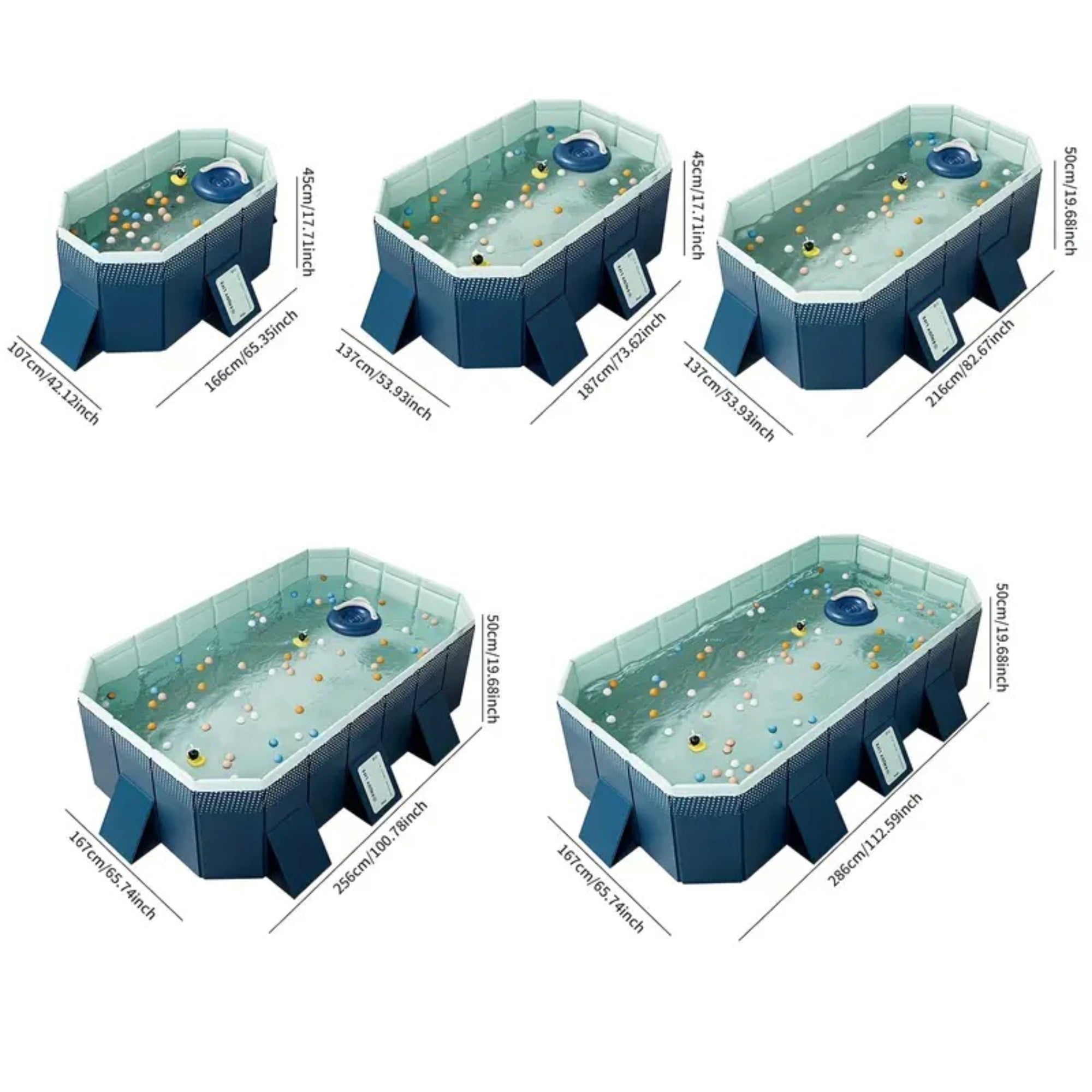 JXXRZ 74in Snapset Kiddie Pool, Collapsible Frame with Reinforced PVC for Family & Pets, Easy Storage