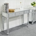 thumbnail image 3 of Hassch 3-Drawers Mirrored Computer Desk Dressing Table, Silver, 3 of 8
