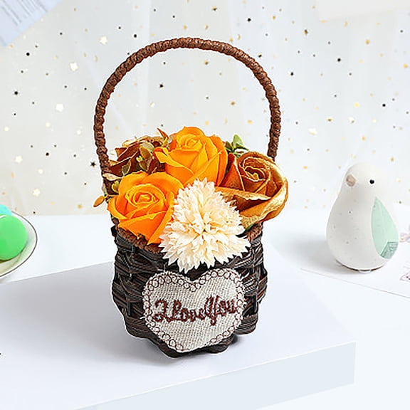 Kcavykas Beautiful Plastic Flowers Decoration Artificial Flowers in Basket Fake Plants for Farmhouses Wedding UV Resistant Outdoor Artificial Flowers