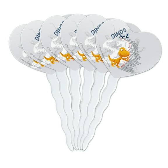 Dinosaurs from A to Z Stacked Names Dinosaur Train Heart Love Cupcake Picks Toppers Decoration Set of 6