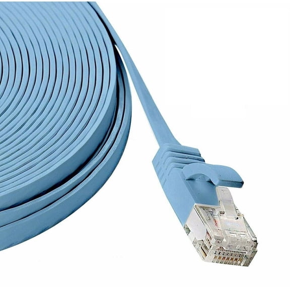 CableVantage CAT6 CAT6 FLAT RJ45 Ethernet LAN Network Patch Cable For PC, Mac, Laptop, PS3, PS4, XBox, Internet Router BLUE