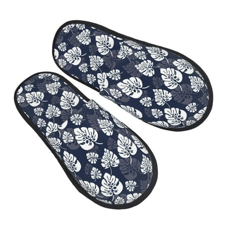 

Jgfou White Leaves Print Womens Cozy Memory Foam Slippers Soft Warm Slip On House Slippers Anti-Skid Rubber Sole Creative Gifts for Women Mom Girlfriend