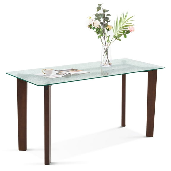 Ivinta Water Rippled Glass Dining Table for 2 or 4, for Small Spaces or Dining Room
