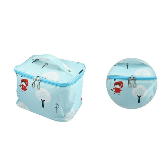 Vocoste Blue Travel Makeup Bag Portable Cosmetic Case Large Make Up Organizer for Women Tree Pattern