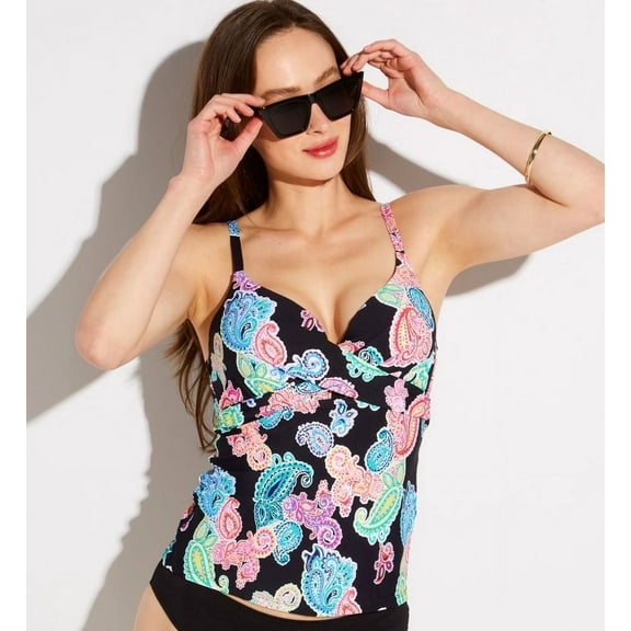 Women's Leilani L720370 Poolside Paisley Gemini Swim Top (Black Multi 8)