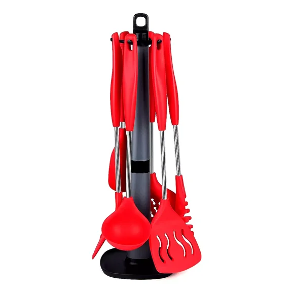 Juego De Cucharones De Silicón Y Acero Inoxidable 7 Piezas