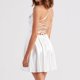 thumbnail image 4 of Vestido de satén con cuello cuadrado y tirantes finos para mujer - Vestido de fiesta mini con volantes y lazo en la espalda - Poliéster, para discotecas/fiestas/citas - Tallas de la S a la L, 4 of 6