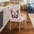 thumbnail image 5 of Xoenoiee Pink Butterfly Flower Print Chair Covers for Dining Room, Stretch Dining Chair Cover, Washable Spandex Kitchen Parsons Chair Slipcovers for Home Party, 1 Set, 5 of 7