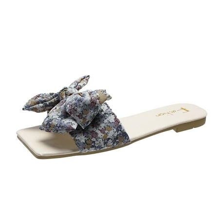 

Youmylove Summer Sandals Fashion Bow Flat Bottom Women Slide Slippers Stylish Female Cozy Daily Walking