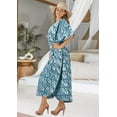 thumbnail image 4 of LA LEELA Women's Summer Batik Caftan Long Loungewear Dashiki House Dress with Pockets Sleepwear for Women Nightgown 1X-2X Lapis, Floral, 4 of 6