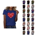 thumbnail image 1 of T-shirts de la Saint-Valentin pour Femmes 2026 Mode Manches Courtes Col Rond Cœur Graphique, 1 of 4