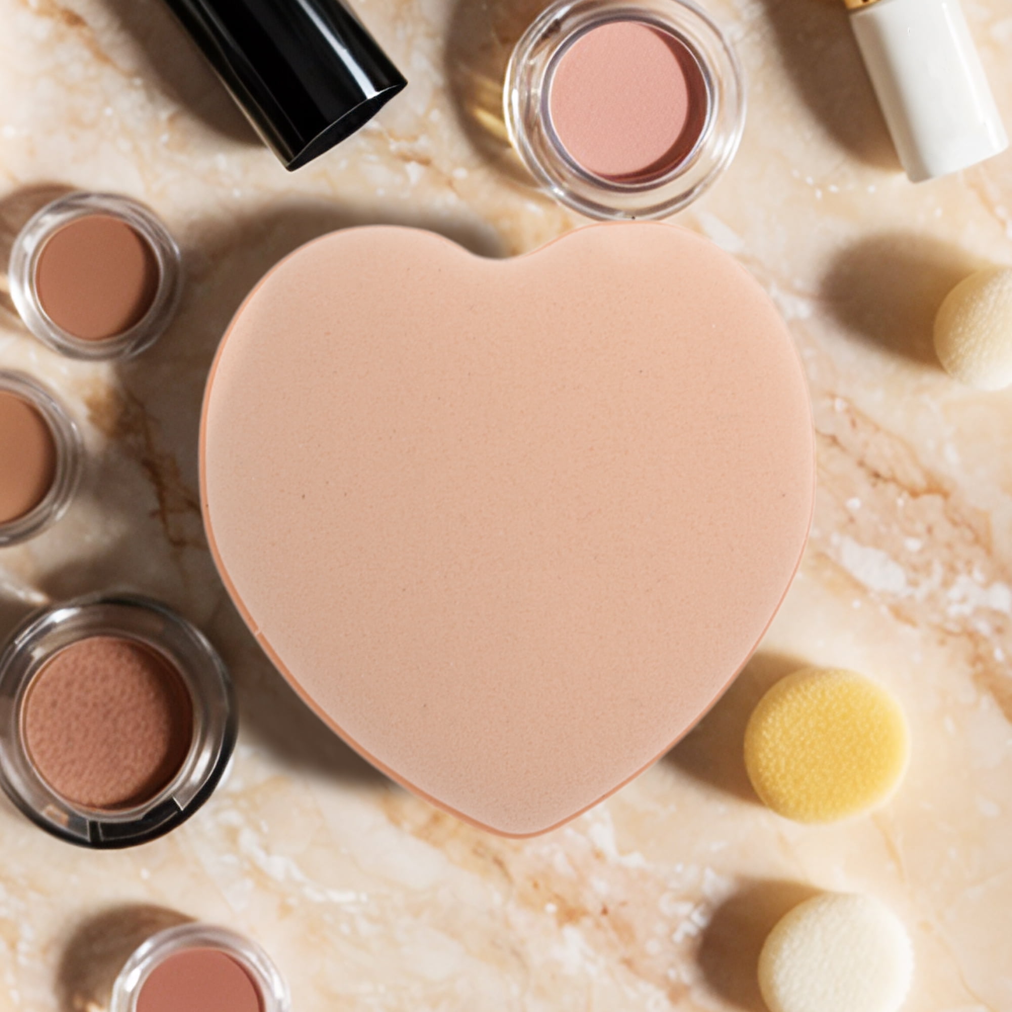 Unique Bargains 5 Pcs Heart-Shaped Face Makeup Sponge for Travel Nude