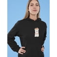 thumbnail image 2 of Smartprints Womens Graphic Hoodie Black - Adorable Llama With Floral Crown Cotton Blend Classic Fit, 2 of 4