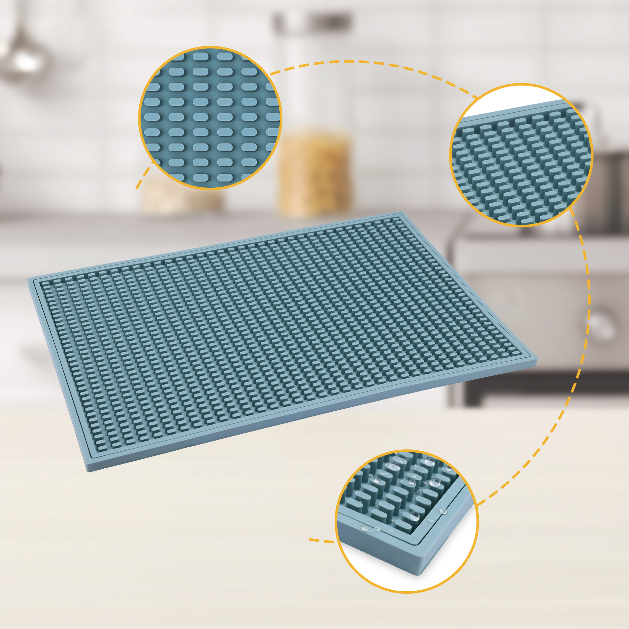 Unique Bargains Heat Resistant Silicone Mat for Kitchen Counter Green