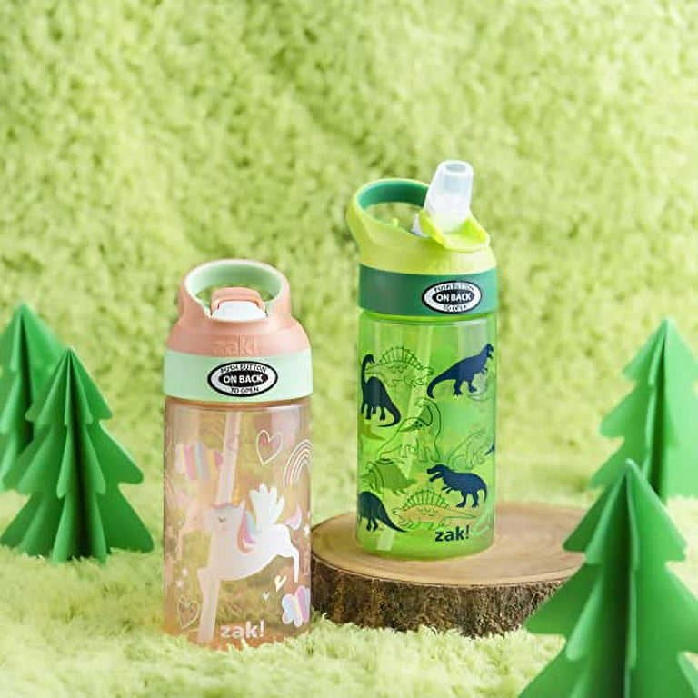 Zak Designs 16oz Plastic Kids' Water Bottle with Bumper and Antimicrobial Spout 'Woodlands-Alligators