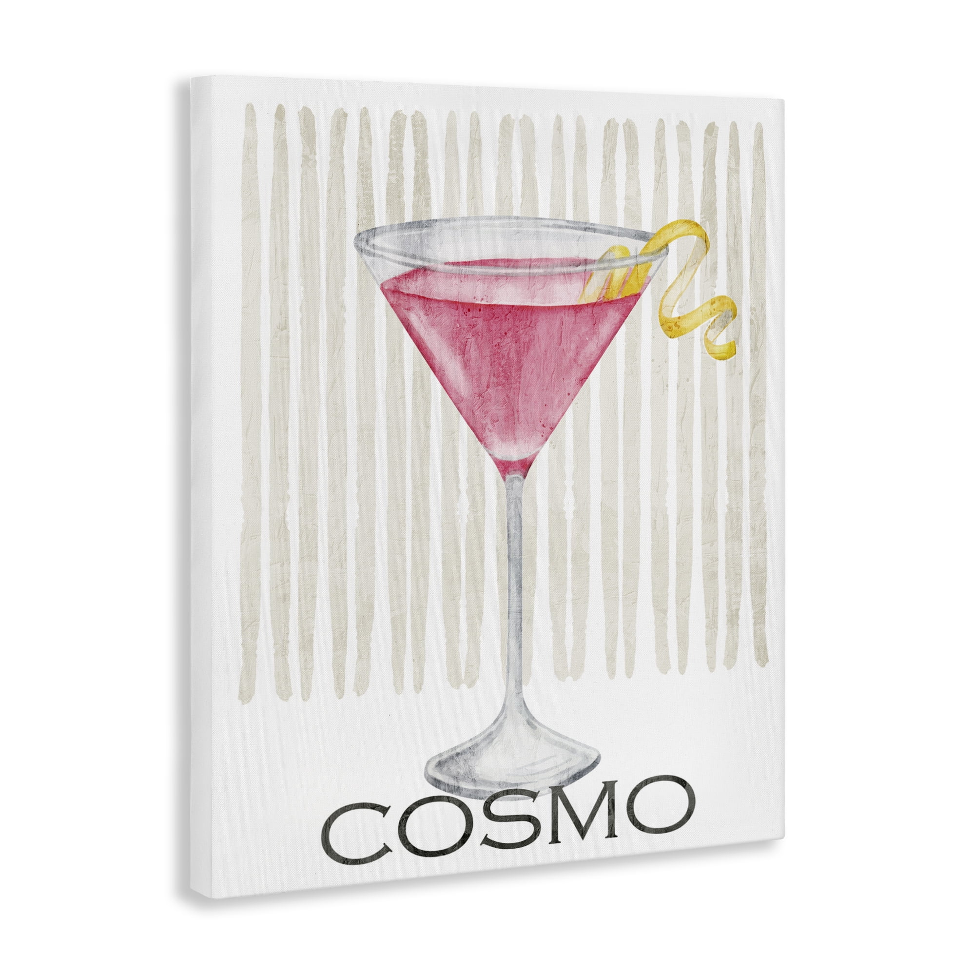 Stupell Industries Pink Cosmo on Stripes Canvas Wall Art, design by Kim Allen