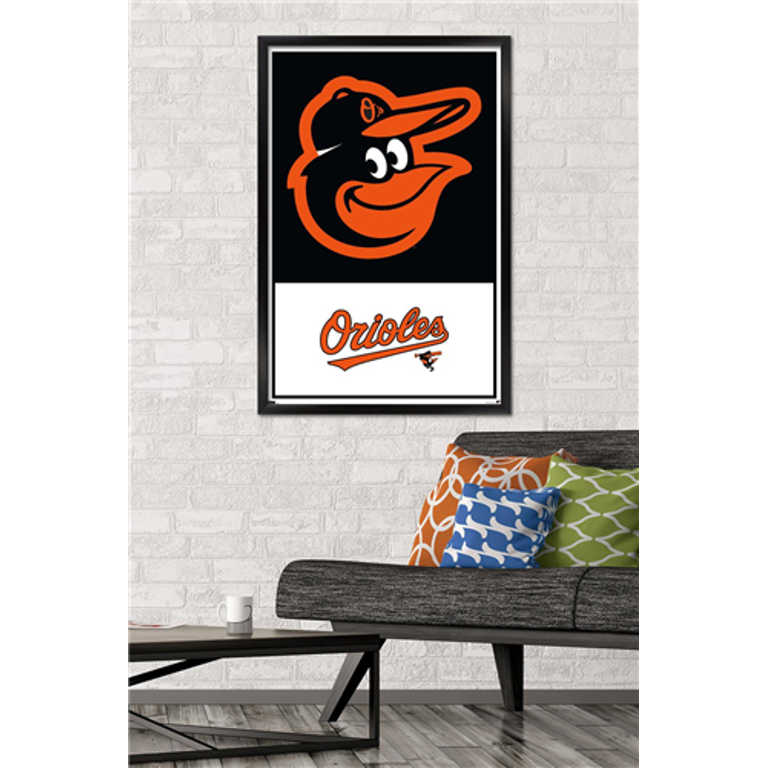 Trends International MLB Baltimore Orioles - Logo 22 Framed Wall Poster  Prints Black Framed Version 22.375 x 34