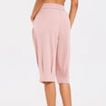 thumbnail image 5 of SHE IS Womens Baggy Harem Capri Pants Wide Leg Lounge Elastic Waist Sweatpants Casual Beach Trousers with Pockets, 5 of 6