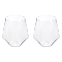 Uxcell 2pcs Wine Glasses 12oz PET with Diamond Shape Drinking Glasses Stemless for Wine Glasses Red White Wine Birthdays Weddings Father's Day Bachelor Parties