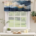 thumbnail image 2 of Navy Blue Curtain Valances for Windows, Kitchen Valance Window Treatments Panel 2 Pack, Modern Oil Painting Art Yellow Rod Pocket Short Curtains for Bathroom Bedroom 60 x 18 Inch, 2 of 8
