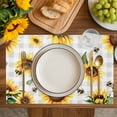 thumbnail image 4 of Sunflower Placemats Set of 8, Farmhouse Grey Buffalo Check Floral Bee Placemats for Dining Table, Place Mats for Kitchen Tabletop, Waterproof Wipeable Dining Table Mats Set, 4 of 9