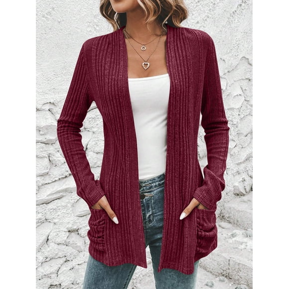 LOVZFMLL Cardigan for Women's Fashion Brushed Stripe Long Sleeve Women's Cardigan Coat