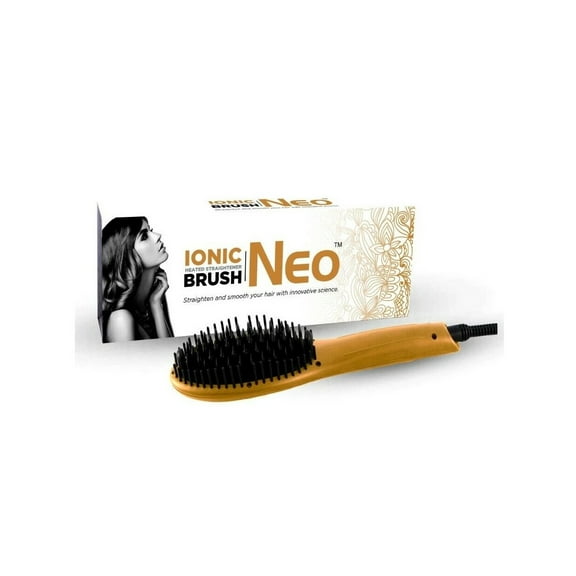 NEO Copper Heated Brush Hot De-tangle Hair Straightener Quick & Easy Straightening