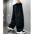 thumbnail image 6 of ZHOGXU Kids Boys Cargo Pants High Waisted Solid Color Wide Leg Loose Fit Comfortable Trousers With Pockets For Everyday Wear,Black,5-6 Years, 6 of 6