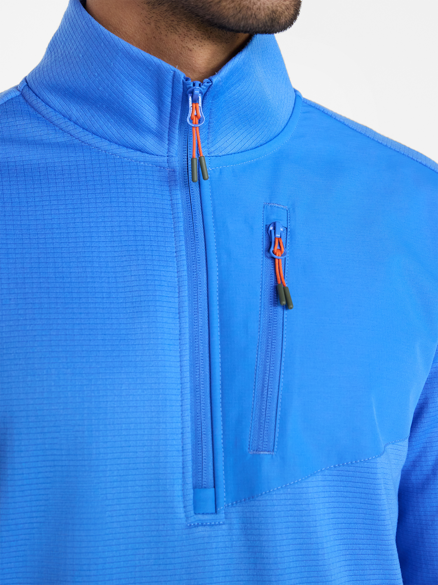 Ozark Trail Men's and Big Men's Quarter Zip Grid Fleece Jacket, Sizes S-3XL