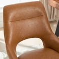 thumbnail image 4 of Zesthouse Swivel Desk Chair No Wheels, Modern Faux Leather Task Chair with Hollow Back, Armless Upholstered Office Chair for Home Office, Living Room, Bedroom, Brown, 4 of 13