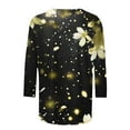 thumbnail image 4 of CYMMPU 3/4 Sleeve Blouses for Women Dressy Casual Loose Fit Floral Printed Summer Fashion Shirts Spring Tops T-Shirts Round Neck Lightweight Basic T-Shirts XXXXL, 4 of 5