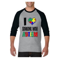 MmF - Mens Raglan Sleeve Baseball T-Shirts, up to Size 3XL - I Love Someone With Autism