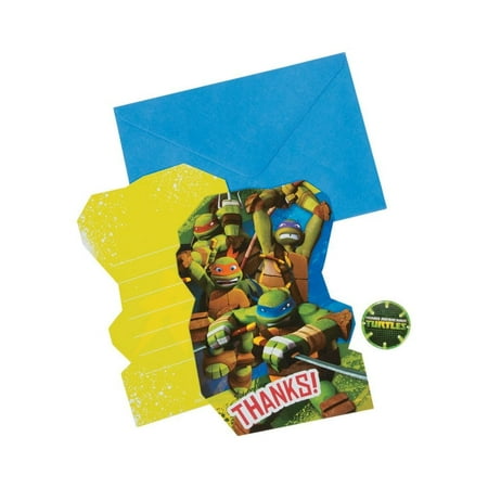 Oriental Party Card - Tmnt Thank You Cards (8pc) for Birthday - Party Supplies - Licensed Tableware - Licensed Invitations - Birthday - 8 Pieces