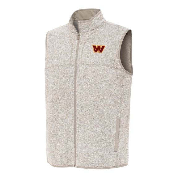 Men's Antigua Oatmeal Washington Commanders Fortune Full-Zip Vest