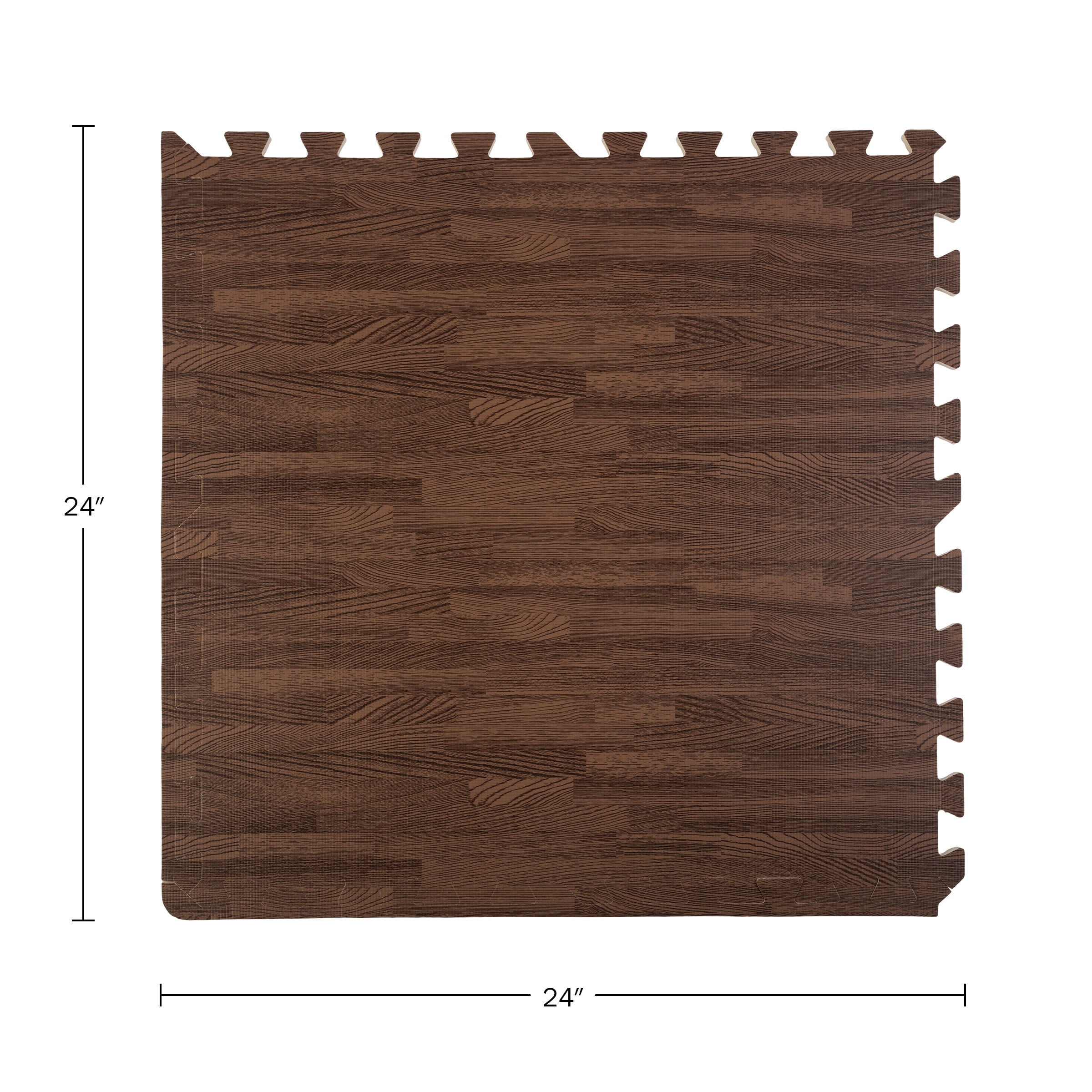 Stalwart Dark EVA Foam Floor Tiles Woodgrain Puzzle Mats, 48 Sq ft Coverage 12 Piece