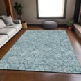 thumbnail image 6 of HomeRoots 672648 3 x 5 ft. Teal & Ivory Floral Transitional Washable Machine Made Rectangle Area Rug with UV Protection, 6 of 9