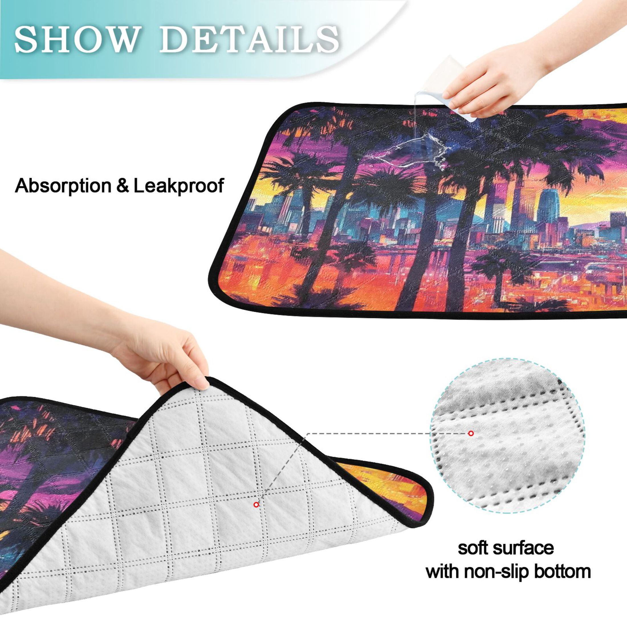 Washable Pet Pee Pads with Super Absorbent Reusable Training Pads for Dogs & Cats City View at Sunset