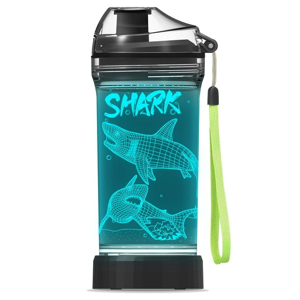 Botella de agua YuanDian Shark de 420 ml con diseño de animales marinos en 3D