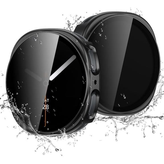 2‑Pack Waterproof Privacy Protective Case for Galaxy Watch 8/9 44mm, Hard Shell with Anti‑Spy Tempered Glass, Anti‑Slip Scratch‑Resistant Guard