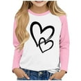 thumbnail image 2 of ITSAME Long Sleeve Shirts For Girls, Heart Graphic Crewneck Casual Comfortable Pullover Top Pink 12-13T, 2 of 5