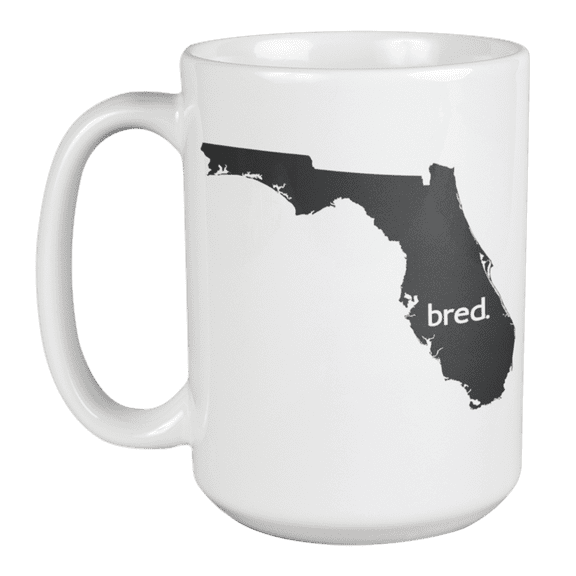 Florida or FL USA State Bred Map Outline, US Citizen Coffee & Tea Mug Cup (15oz)