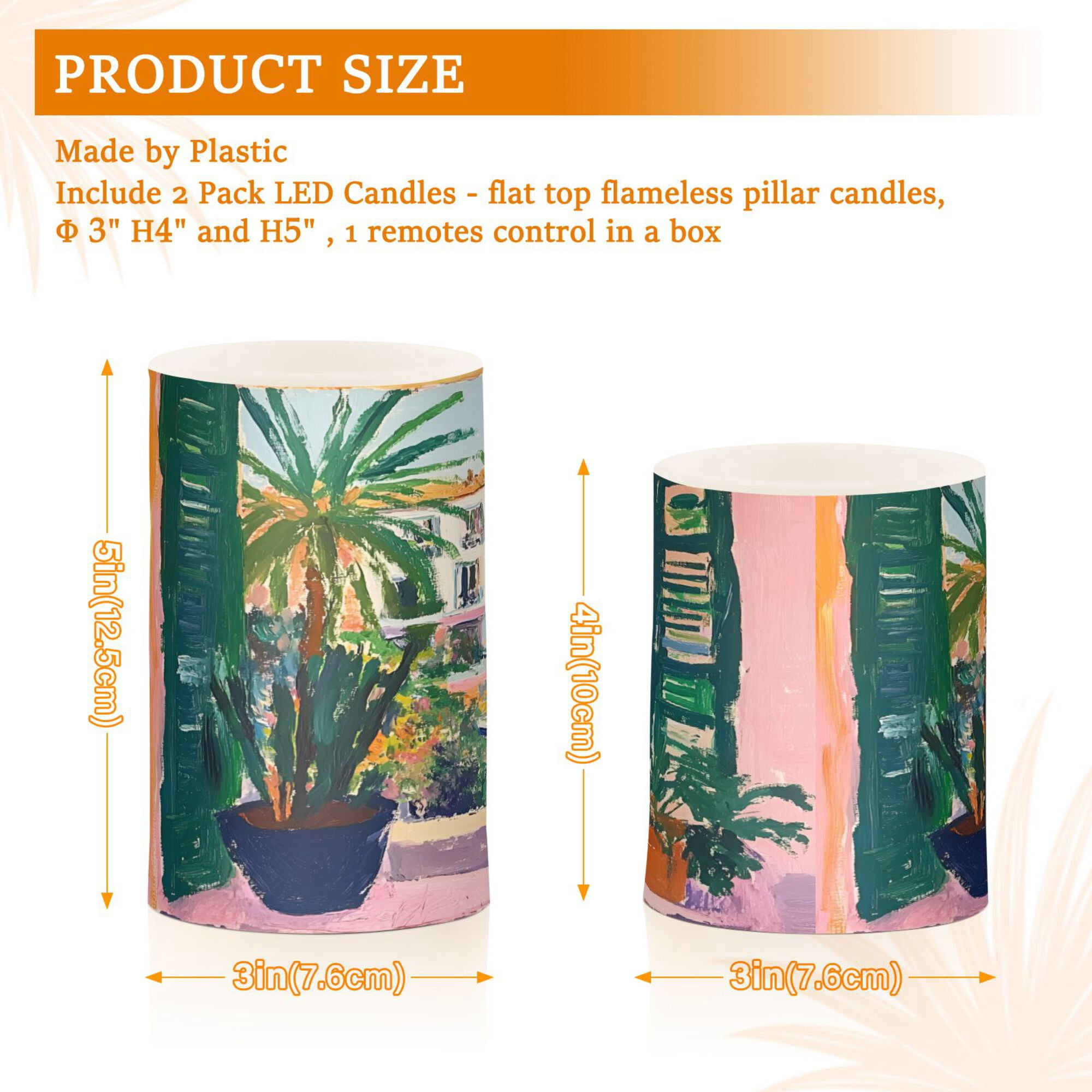 Yayeee Flameless Candles with Remote Flickering Battery Operated Multi Color Changing, Beige Abstract
