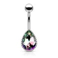 thumbnail image 4 of Belly Button Ring with AB Effect Tear Drop Glass Stone 14ga Surgical Steel Sold, 4 of 8