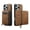 Brown, variant on ELEHOLD Shockproof RFID Blocking Leather Wallet Magnetic Case Detachable Zipper Card Holder for iPhone 16 Pro Max, Purple