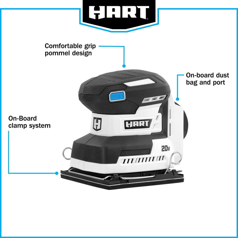 HART 20-Volt Cordless 1/4 Sheet Sander and Dust Bag (Battery Not