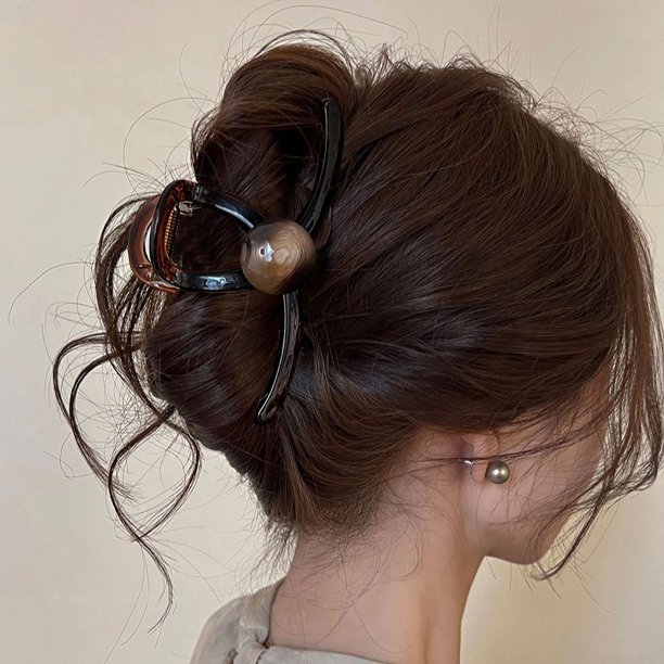 Fiudx Ofertas y liquidaciones Pinza para el pelo de acrílico con forma de perla grande para mujer, pinza para la nuca, pinza para el pelo de alta gama con forma de tiburón, pinza para el pelo versáti